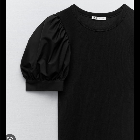 NWT- Zara Black Puff Sleeve Dress Size M - Picture 7 of 10